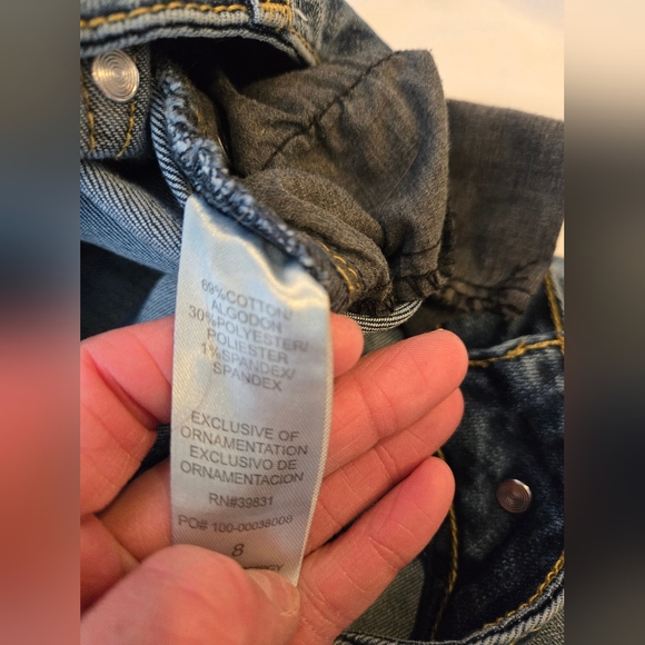 3/$25 Democracy Embroidered Distressed Slim Straight Flood Jeans Size 8 - Picture 8 of 8